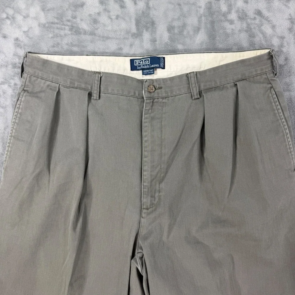 Polo Ralph Lauren Pleated Andrew Chino Pants Men's Size 40x32 Olive Gray